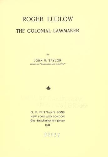 Tapa de Roger Ludlow, the colonial lawmaker