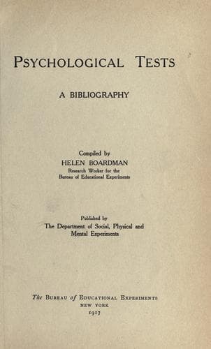 Tapa de Psychological tests, a bibliography
