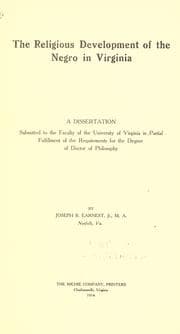 Tapa de The religious development of the Negro in Virginia