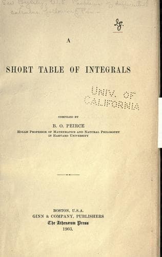 Tapa de A short table of integrals