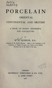 Tapa de Porcelain, oriental, continental and British, a book of handy reference for collectors