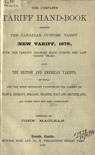 Tapa de Complete tariff hand-book