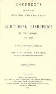 Tapa de Documents relative to the erection and endowment of additional bishoprics in the colonies, 1841-1855