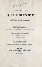 Tapa de Comparative legal philosophy applied to legal institutions