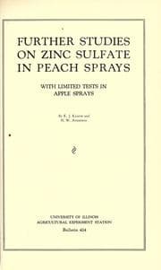 Tapa de Further studies on zinc sulfate in peach sprays, with limited tests in apple sprays