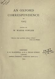 Tapa de An Oxford correspondence of 1903