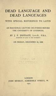 Tapa de Dead language and dead languages with special reference to Latin