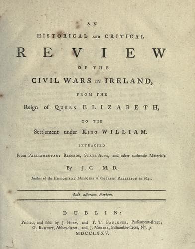 Tapa de An historical and critical review of the civil wars in Ireland
