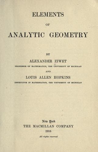 Tapa de Elements of analytic geometry