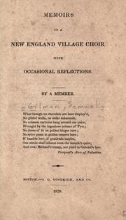 Tapa de Memoirs of a New England village choir