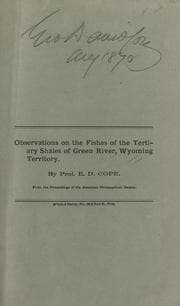 Tapa de Observations on the fishes of the tertiary shales of Green River, Wyoming Territory