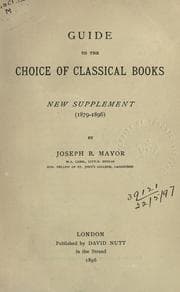 Tapa de Guide to the choice of classical books, with a supplementary list.  New Supplement