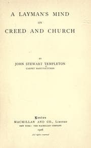 Tapa de A layman's mind on creed and church