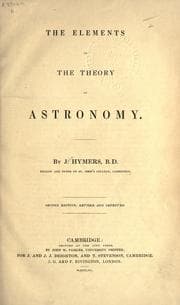 Tapa de The elements of the theory of astronomy