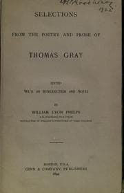 Tapa de Selections from the poetry and prose of Thomas Gray