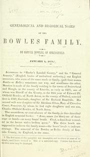 Tapa de Genealogical and historical notes of the Bowles family