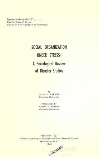 Tapa de Social organization under stress