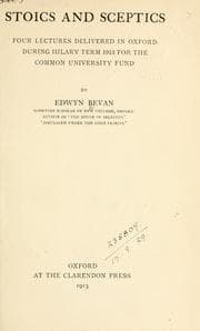 Tapa de Stoics and sceptics, four lectures delivered in Oxford during Hilary term 1913 for the common university fund