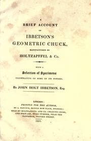 Tapa de A brief account of Ibbetson's Geometric Chuck, manufactured by Holtzapffel & Co