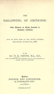 Tapa de The hallowing of criticism