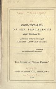 Tapa de Tasso and Leonora