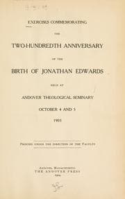 Tapa de Exercises commemorating the two-hundredth anniversary of the birth of Jonathan Edwards
