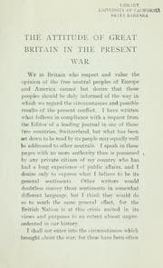 Tapa de The attitude of Great Britain in the present war