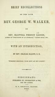 Tapa de Brief recollections of the late Rev. George W. Walker