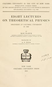 Tapa de Eight lectures on theoretical physics, delivered at Columbia University in 1909