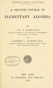 Tapa de A second course in elementary algebra