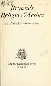 Tapa de Religio medici and Digby's Observations