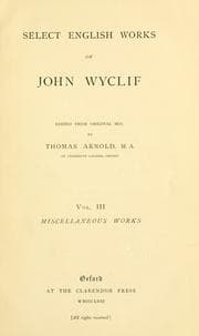 Tapa de Select English works of John Wyclif