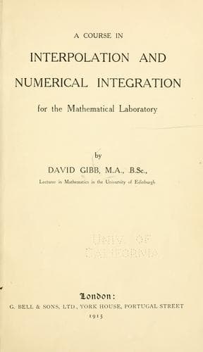 Tapa de A course in interpolation and numerical integration for the mathematical laboratory