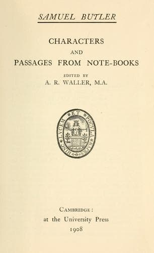 Tapa de Characters and passages from note-books