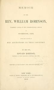Tapa de Memoir of the Rev. William Robinson