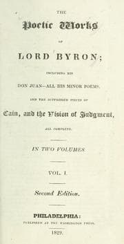 Tapa de The poetic works including his Don Juan, All his minor poems, and the suppressed pieces of Cain, and the Vision of judgment, all complete