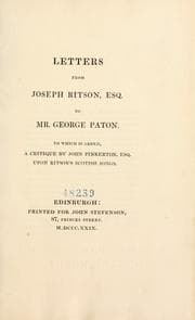 Tapa de Letters from Joseph Ritson, esq., to Mr. George Paton