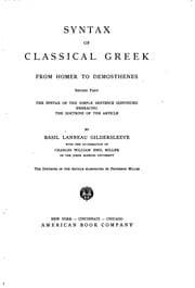 Tapa de Syntax of classical Greek from Homer to Demosthenes ..