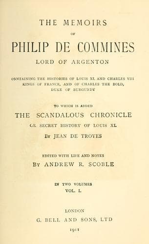 Tapa de The memoirs of Philippe de Commines