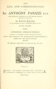 Tapa de The life and correspondence of Sir Anthony Panizzi, K. C. B., late principal librarian of the British museum, senator of Italy, etc