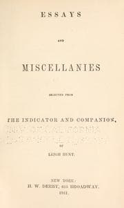Tapa de Essays and miscellanies selected from The Indicator, and Companion