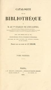 Tapa de Catalogue de la biblioth©Łeque de m. le cte Charles de L'Escalopier ..