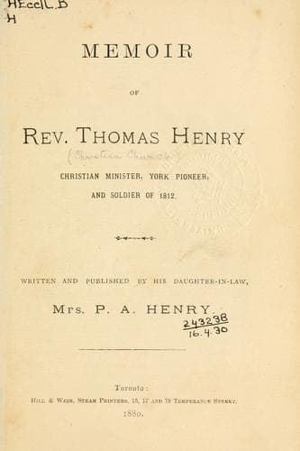 Tapa de Memoir of the Rev. Thomas Henry