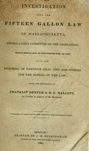 Tapa de Investigation into the Fifteen gallon law of Massachusetts