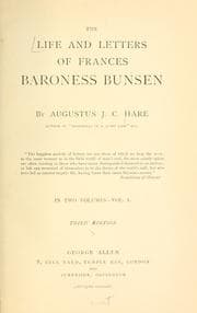 Tapa de The life and letters of Frances Baroness Bunsen