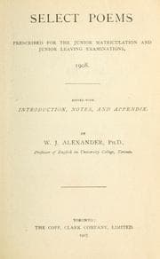 Tapa de Select poems, prescribed for the junior matriculation and junior leaving examinations, 1908