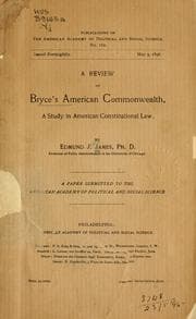 Tapa de A review of Bryce's American commonwealth