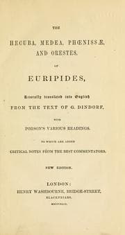 Tapa de The  Hecuba, Medea, Phoenissae, and Orestes, of Euripides