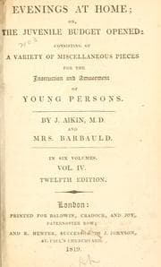 Tapa de Evenings at home; or, The juvenile budget opened: consisting of a variety of miscellaneous pieces for the instruction and amusement of young persons