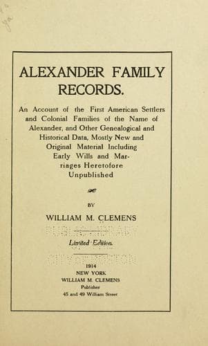 Tapa de Alexander family records